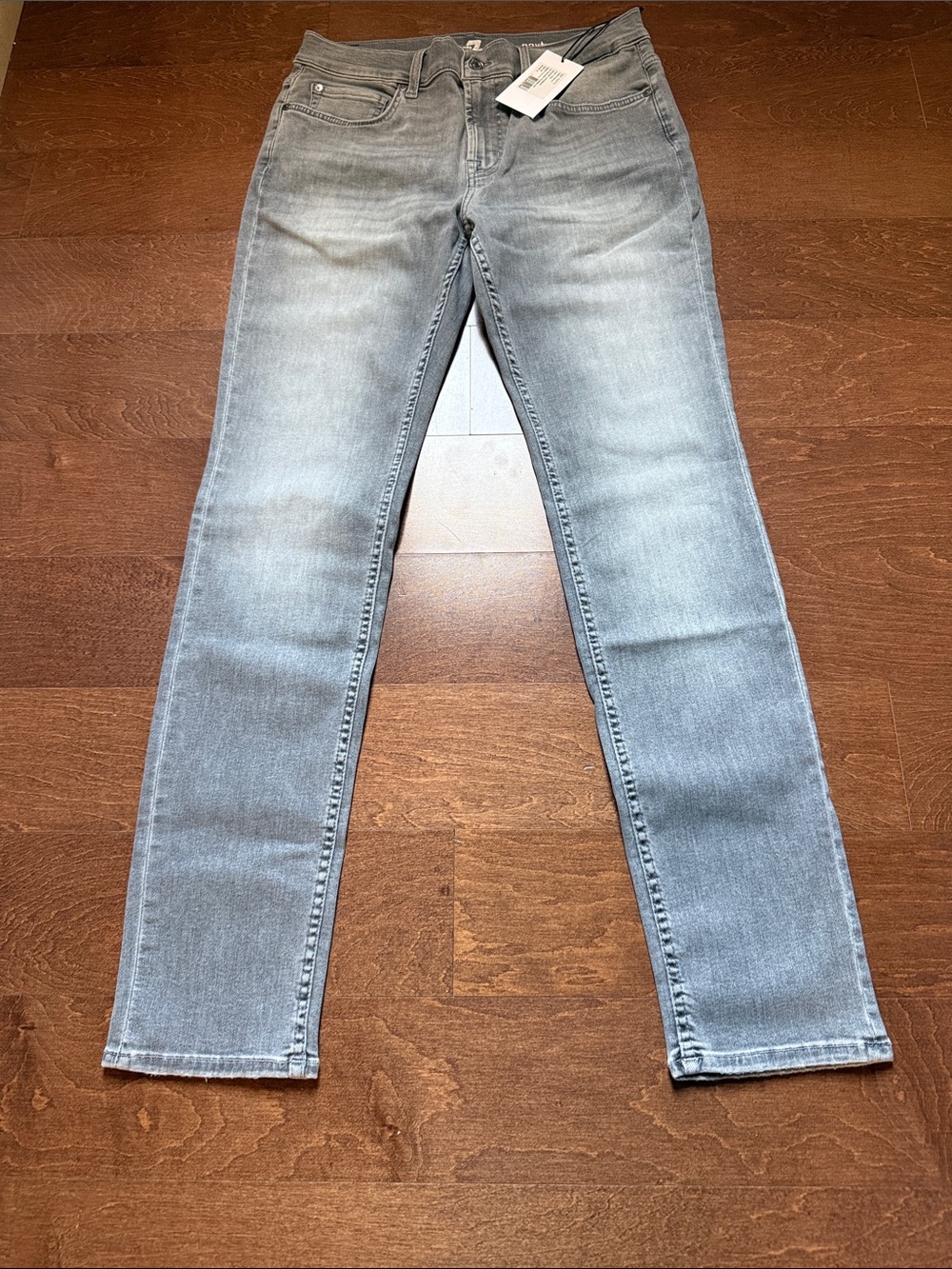 7 For All Mankind Men's Light Gray Skinny Jeans